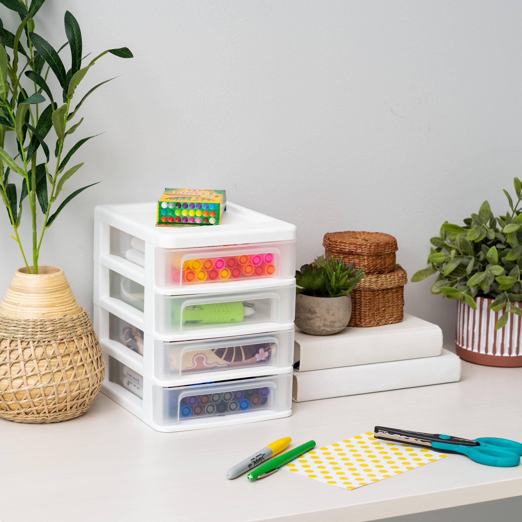 IRIS White Compact Desktop 4-Drawer System